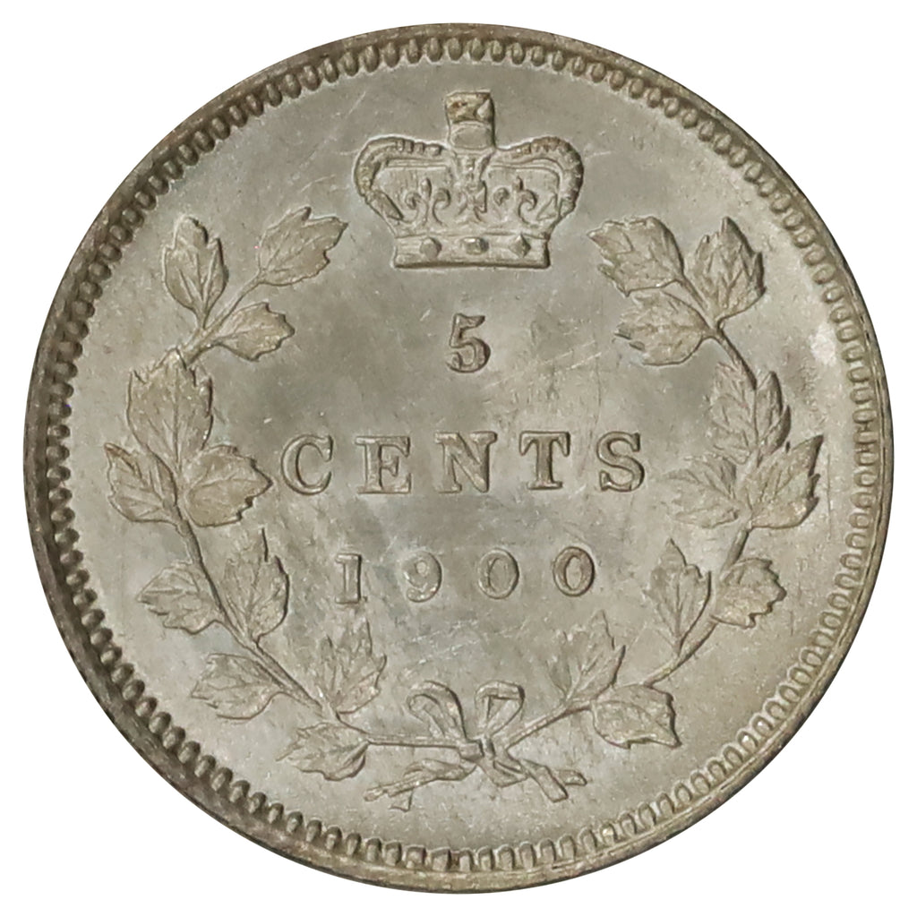 1900 Oval 0s Canada 5-cents UNC+ (MS62) Scratched