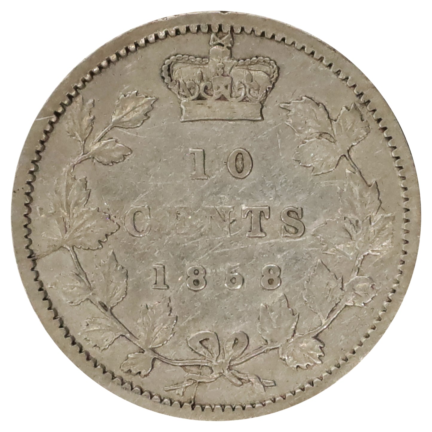 1858 Canada 10-cents Fine (F12) Scratched