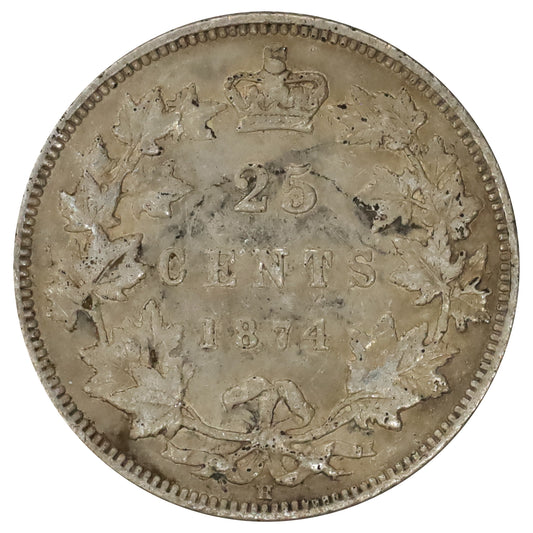 1871H Obv. 2 Canada 25-cents Fine (F12) Impaired