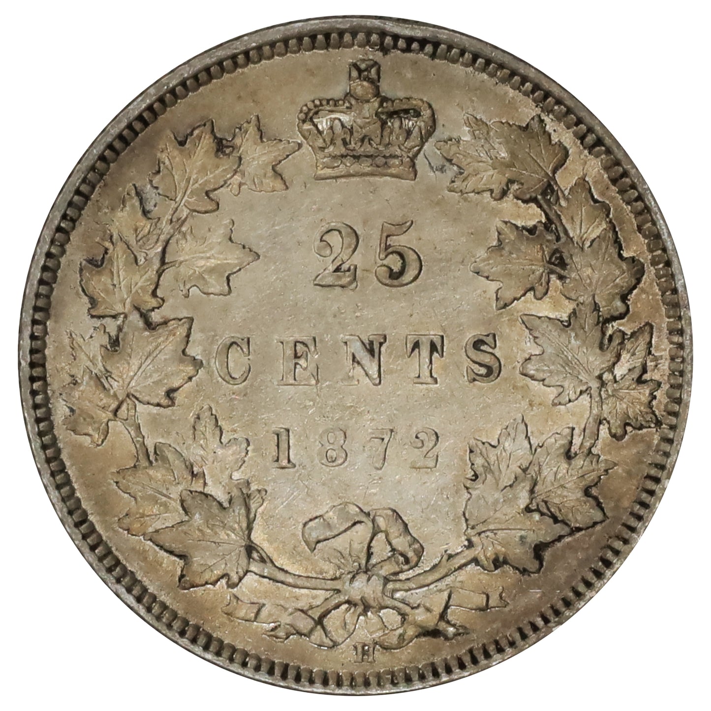 1872H Canada 25-cents Extra Fine (EF40) Scratched