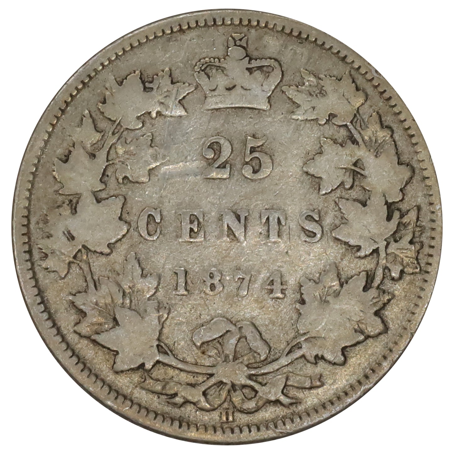1874H Canada 25-cents G-VG (G6) Scratched