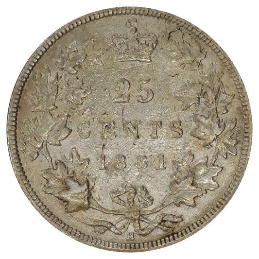 1881H Canada 25-cents Extra Fine (EF40) Impaired