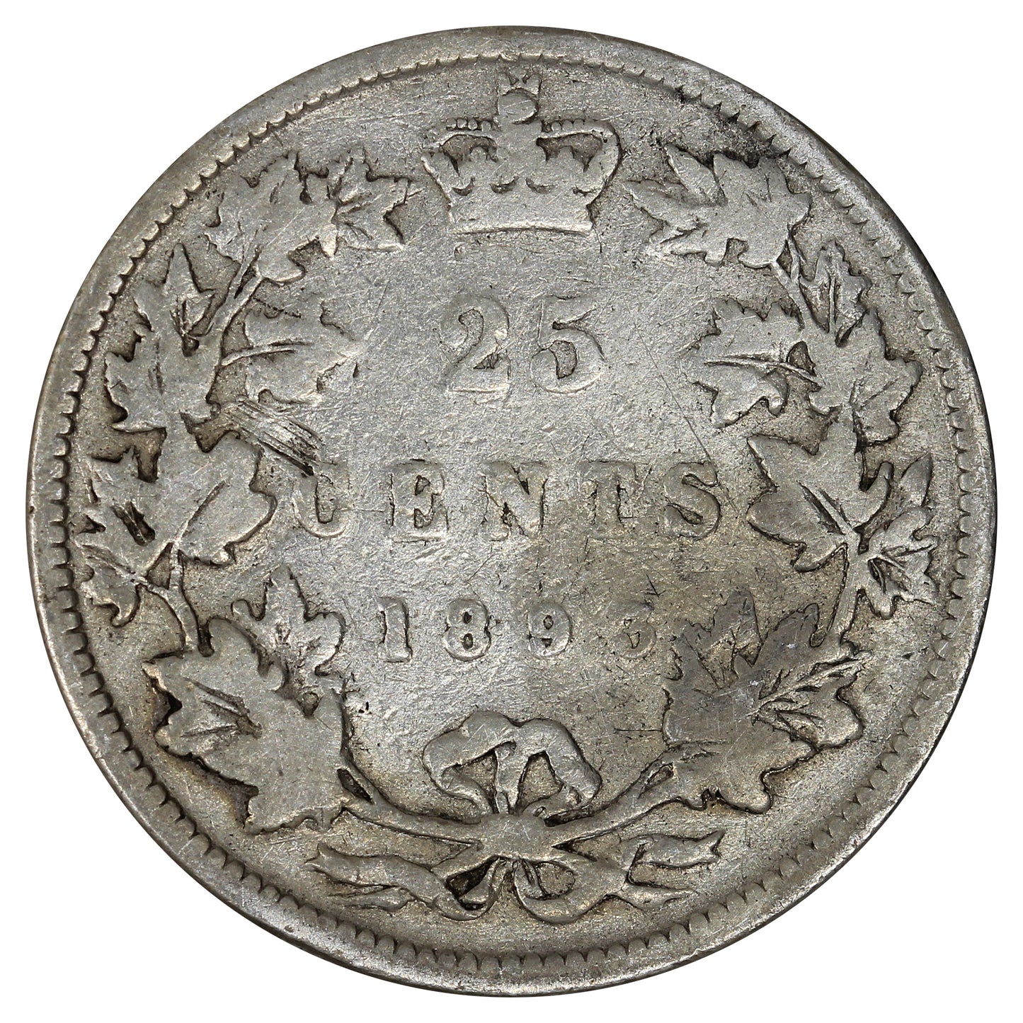 1893 Canada 25-cents G-VG (G6) Scratched, marks, or impaired