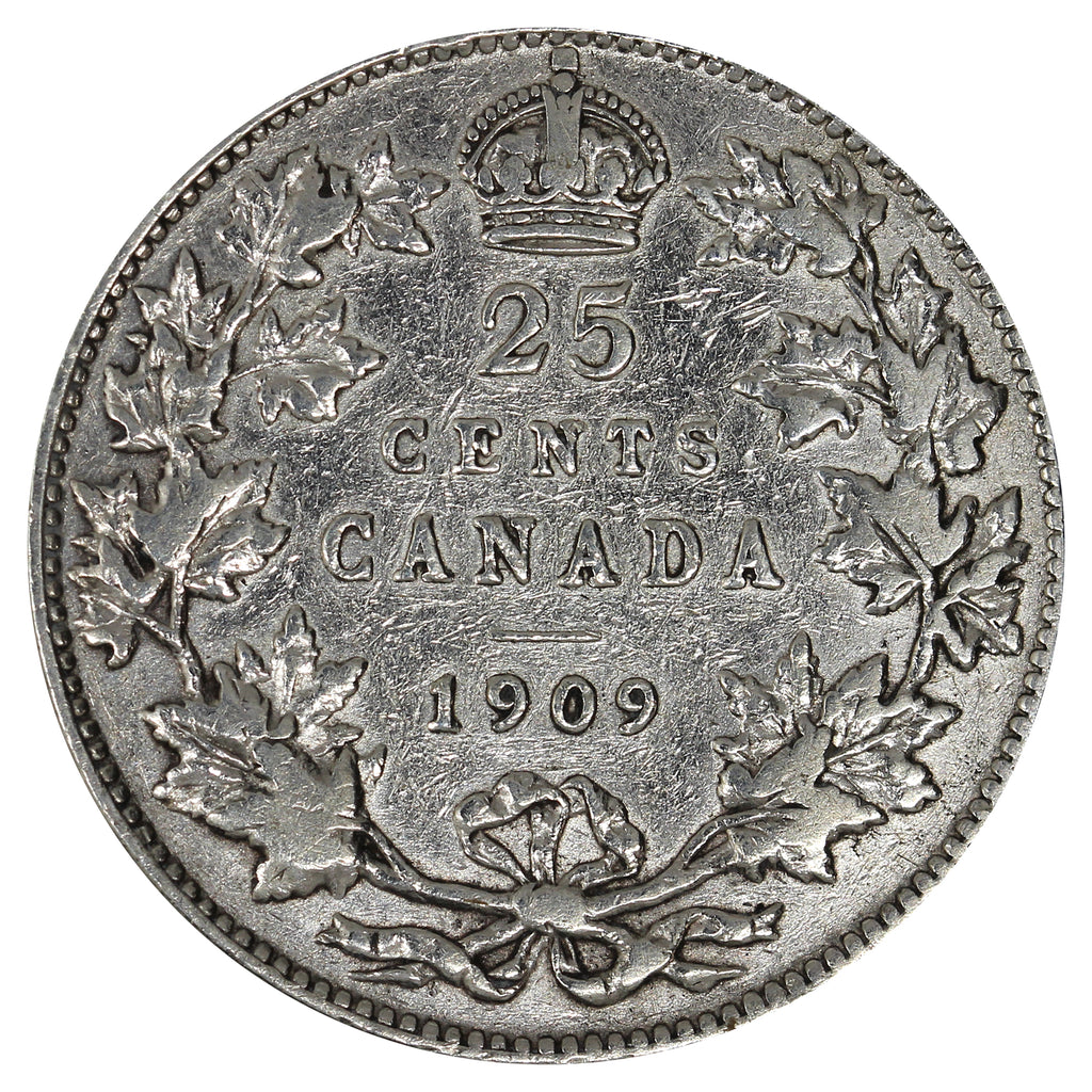 1909 Canada 25-cents F-VF (F15) Impaired