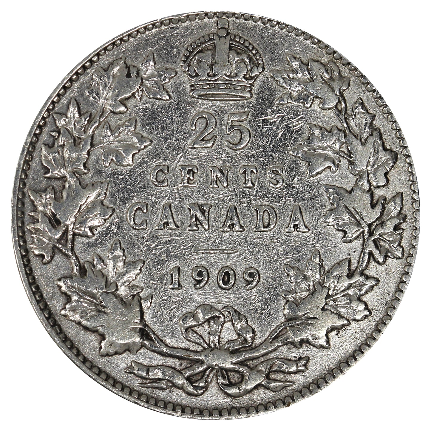 1909 Canada 25-cents F-VF (F15) Impaired