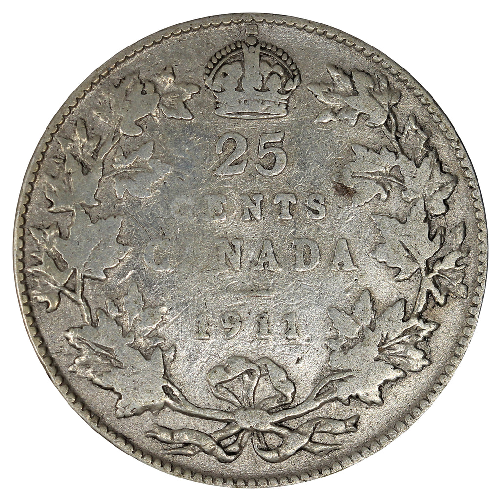 1911 Canada 25-cents VG-F (VG10) Impaired