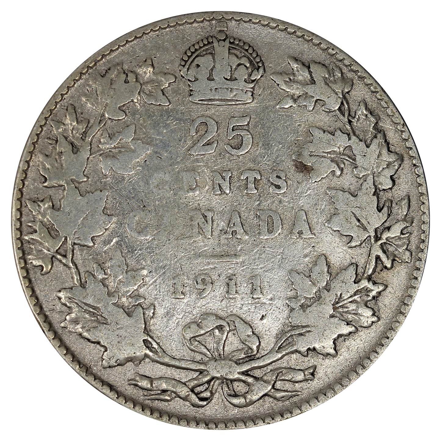 1911 Canada 25-cents VG-F (VG10) Impaired