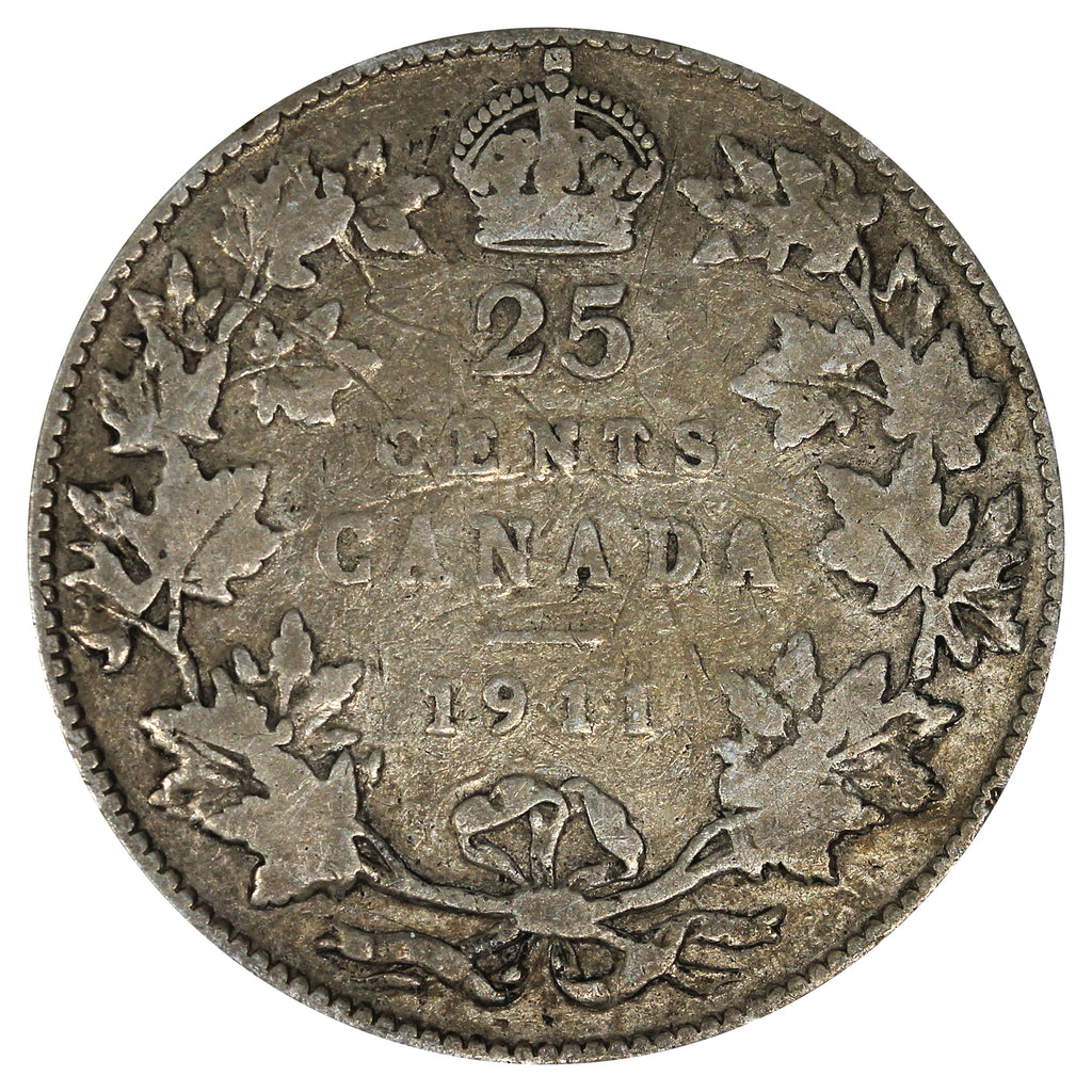 1911 Canada 25-cents G-VG (G6) Impaired