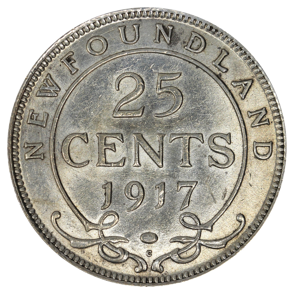 1917C Newfoundland 25-cents Uncirculated (MS60) Cleaned