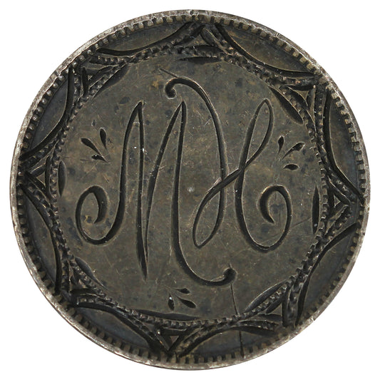 Love Token Struck on Canada Dime: "MH"