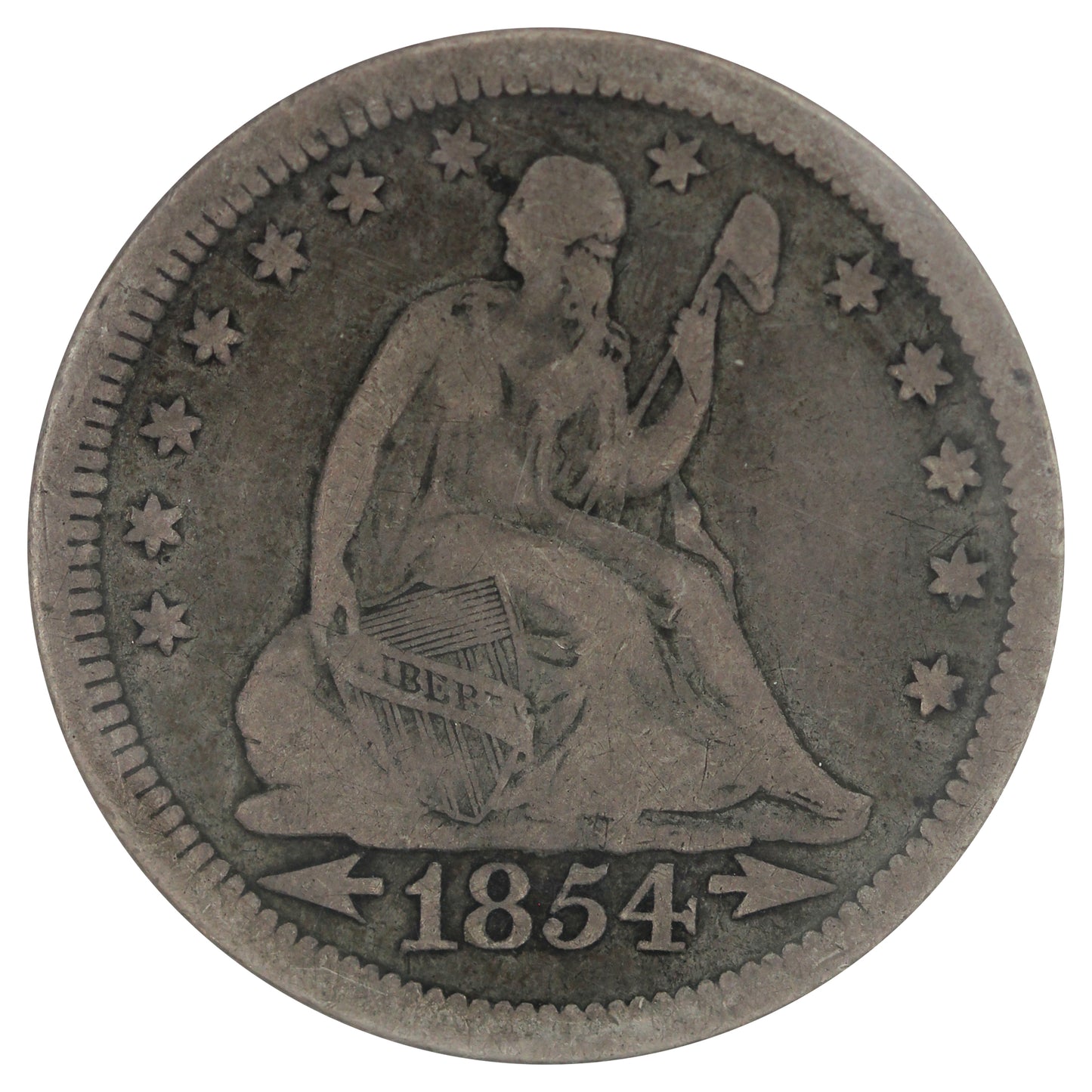 1854 Liberty Seated USA Quarter