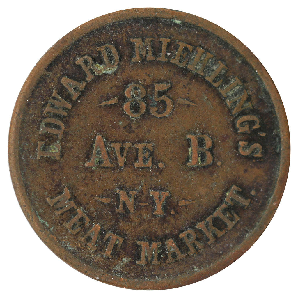 1863 USA Edward Miehling's Meat Market Store Card, New York, Civil War Token