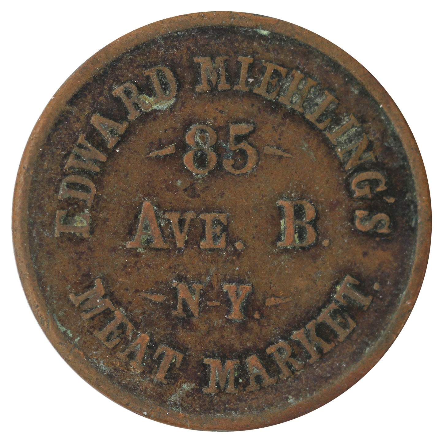 1863 USA Edward Miehling's Meat Market Store Card, New York, Civil War Token