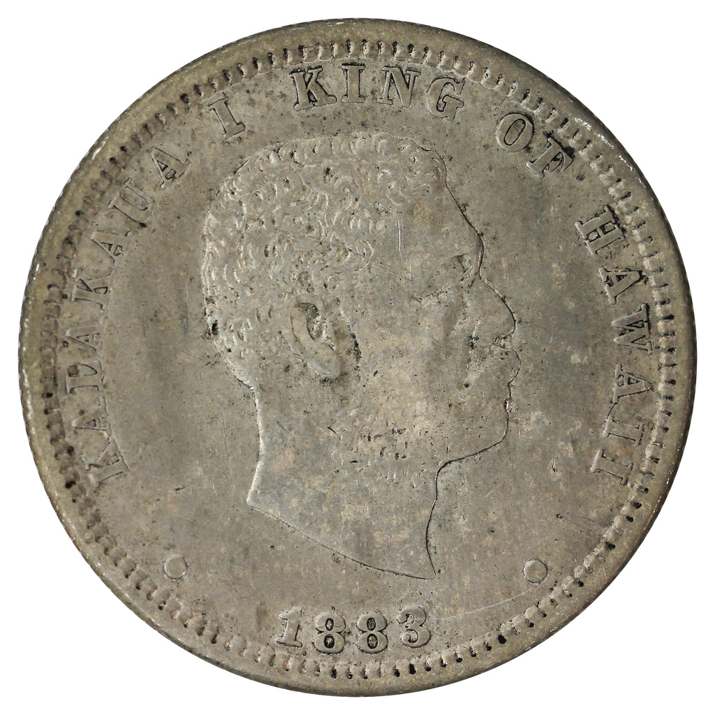 Hawaii 1883 1/4 Dollar EF-AU (EF45) Toned
