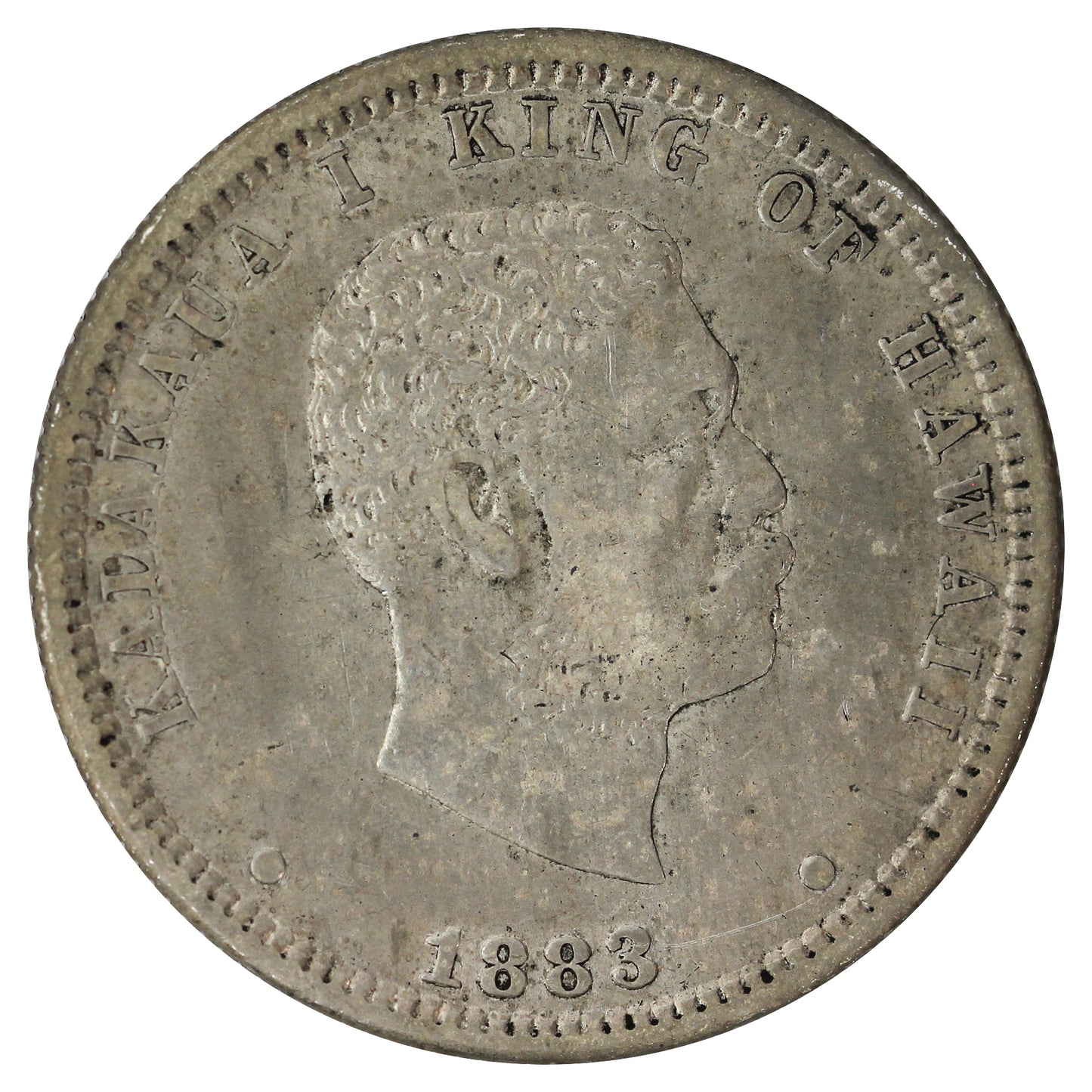 Hawaii 1883 1/4 Dollar EF-AU (EF45) Toned