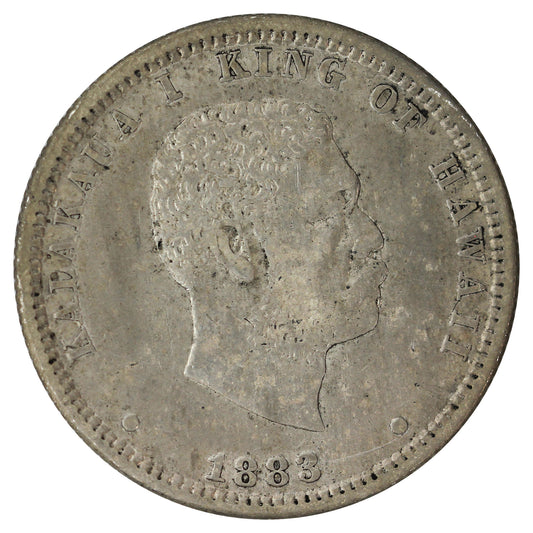 Hawaii 1883 1/4 Dollar EF-AU (EF45) Toned