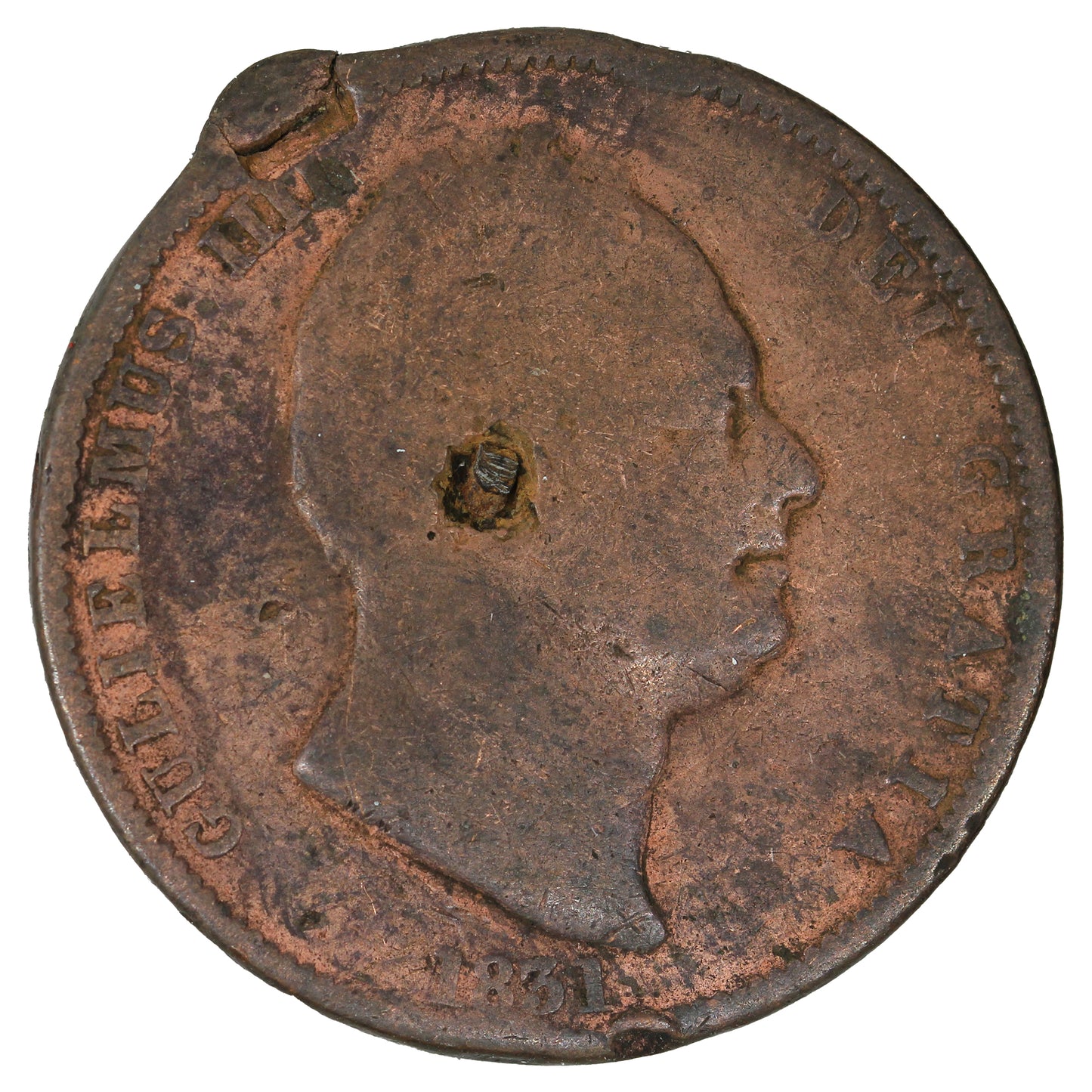 Great Britain 1831 Halfpenny Good (G4) Impaired