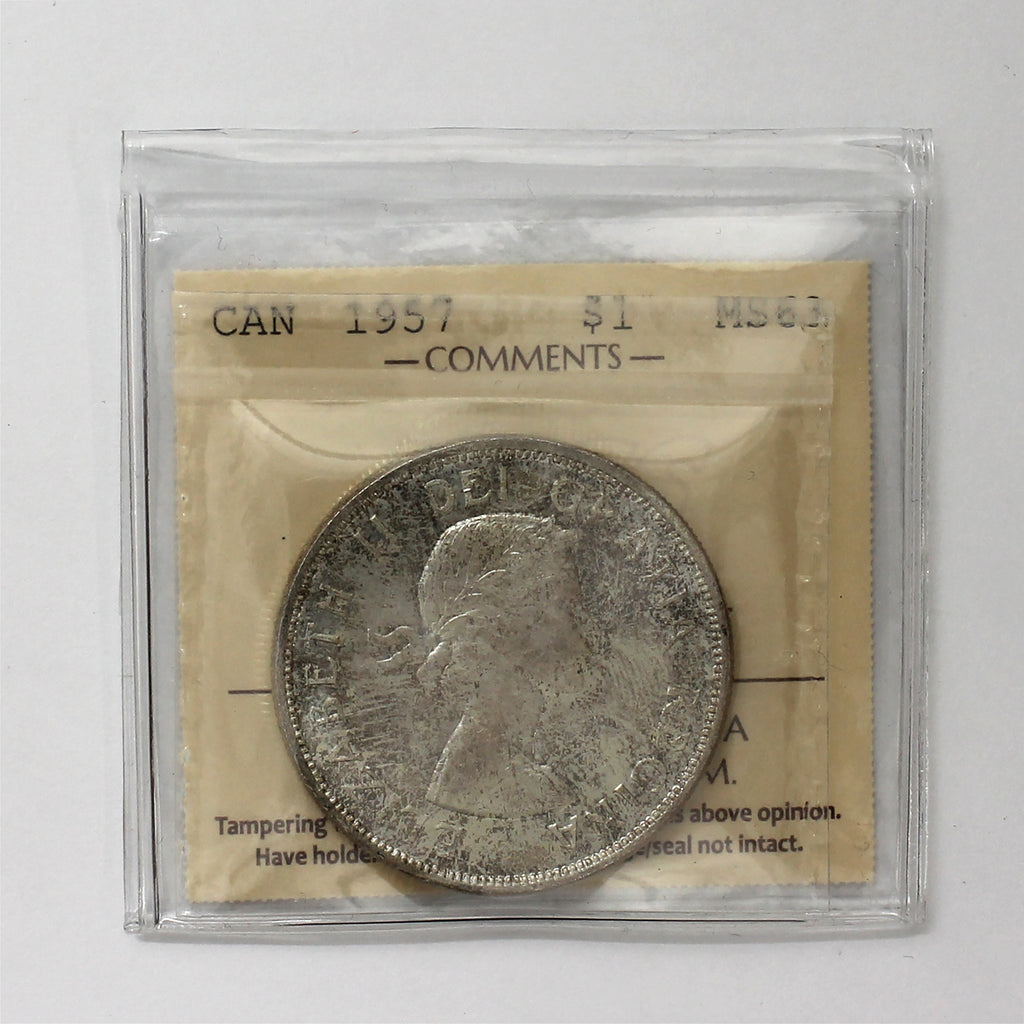 1957 Canada Dollar ICCS Certified MS63 (Toned)