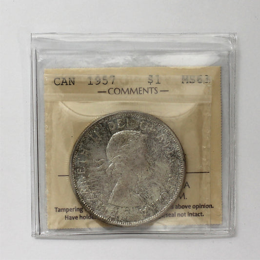1957 Canada Dollar ICCS Certified MS63 (Toned)