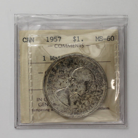 1957 1 WL Canada Dollar ICCS Certified MS60 (Toned)