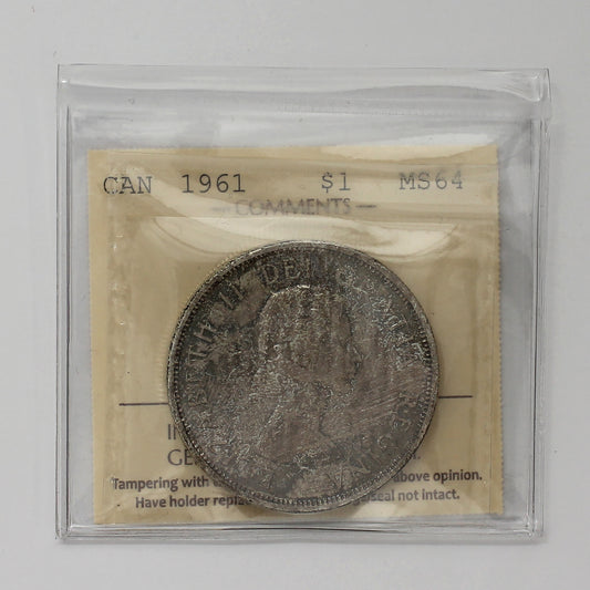 1961 Canada Dollar ICCS Certified MS64 (Toned)