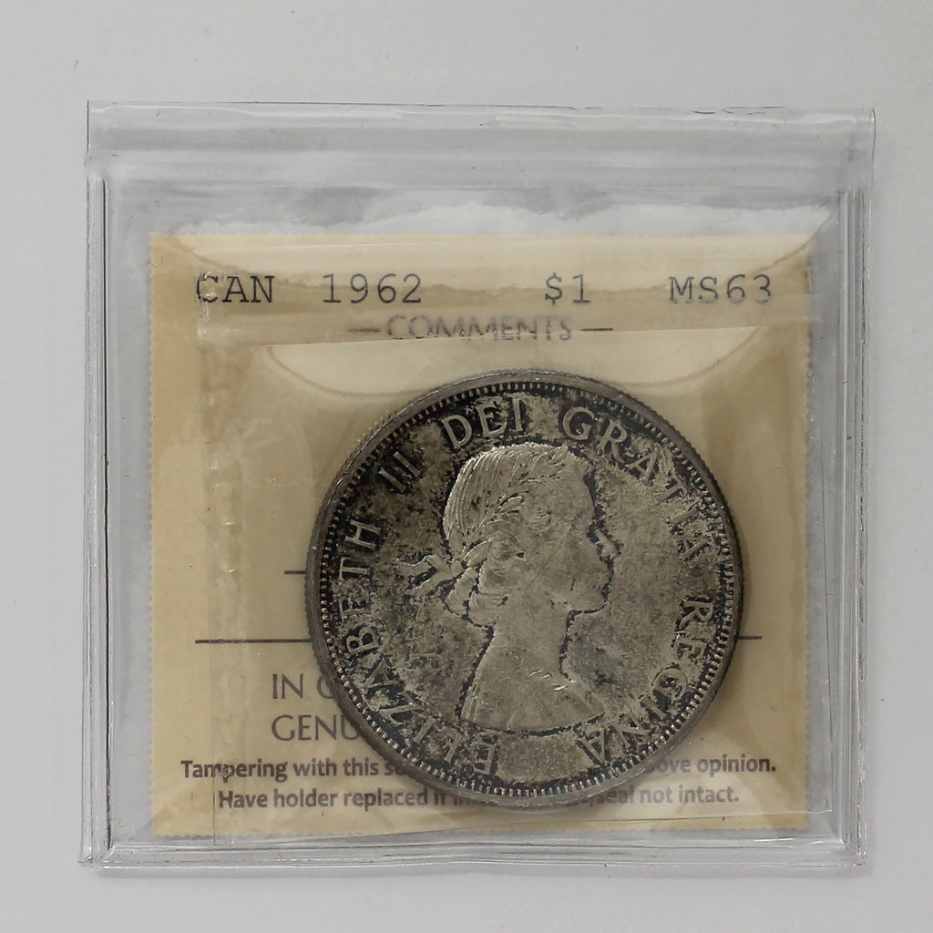 1962 Canada Dollar ICCS Certified MS63 (Toned)