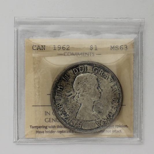 1962 Canada Dollar ICCS Certified MS63 (Toned)