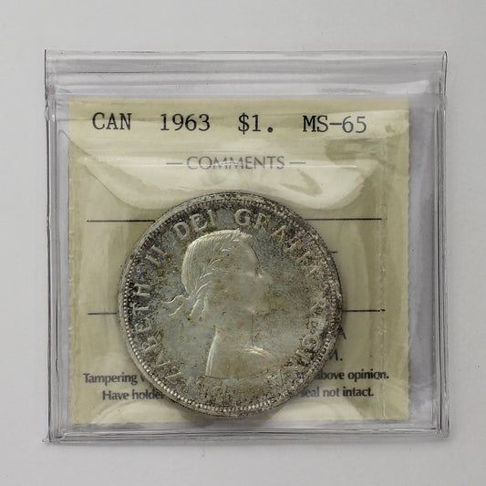 1963 Canada Dollar ICCS Certified MS65 (Toned)