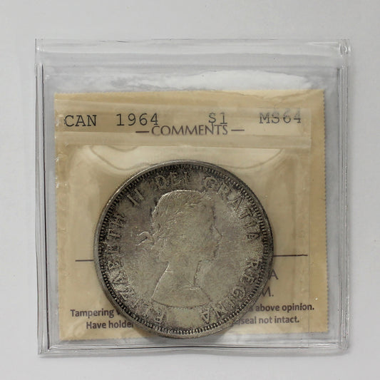 1964 Canada Dollar ICCS Certified MS64 (Lightly Toned)