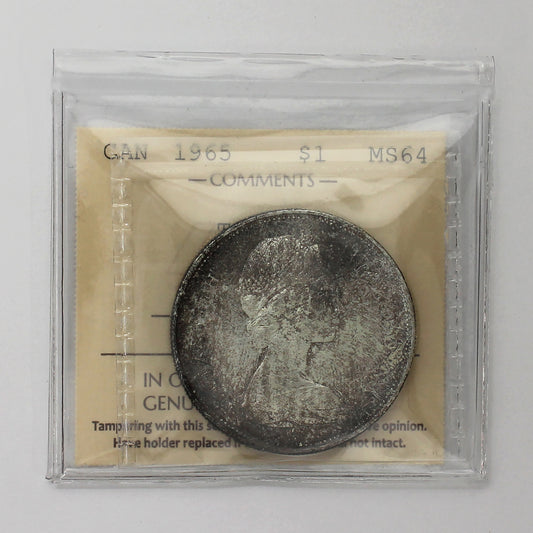 1965 Med Beads Ptd. 5 (Type 5) Canada Dollar ICCS Certified MS64 (Toned)