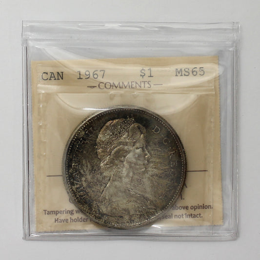 1967 Canada Dollar ICCS Certified MS65 (Toned)