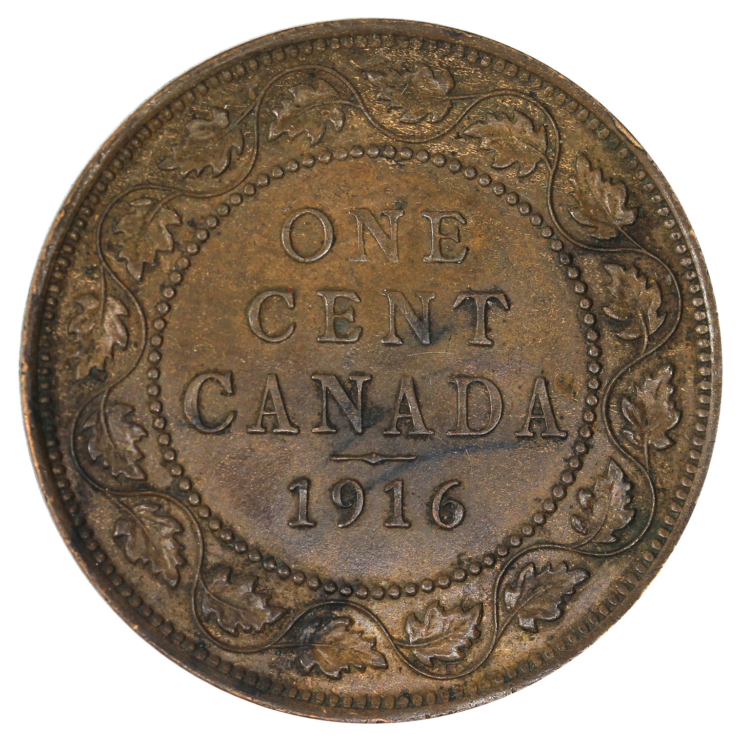 1916 Canada 1-cent Uncirculated (MS60) Toned