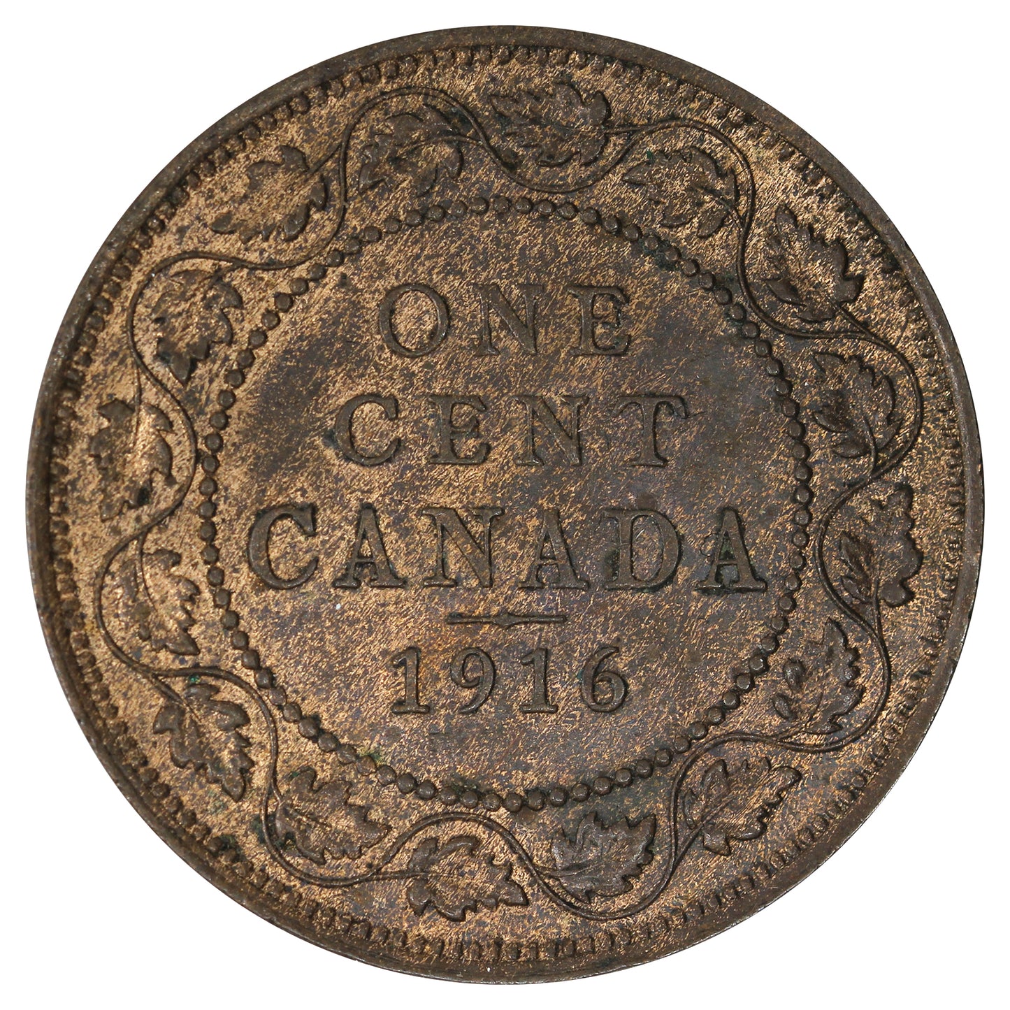 1916 Canada 1-cent AU-UNC (AU55) Spots