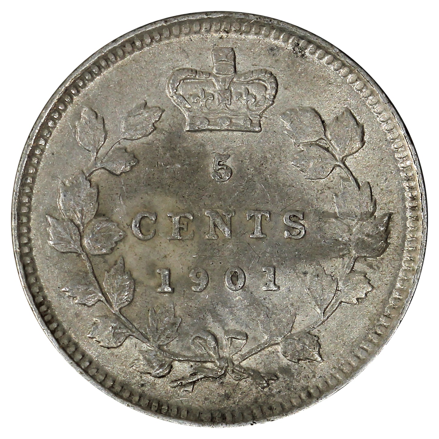 1901 Canada 5-cents Almost Uncirculated (AU50) Impaired