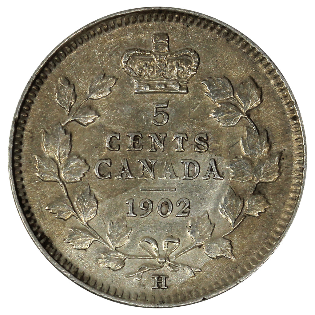 1902H Large H Canada 5-cents EF-AU (EF45) Impaired