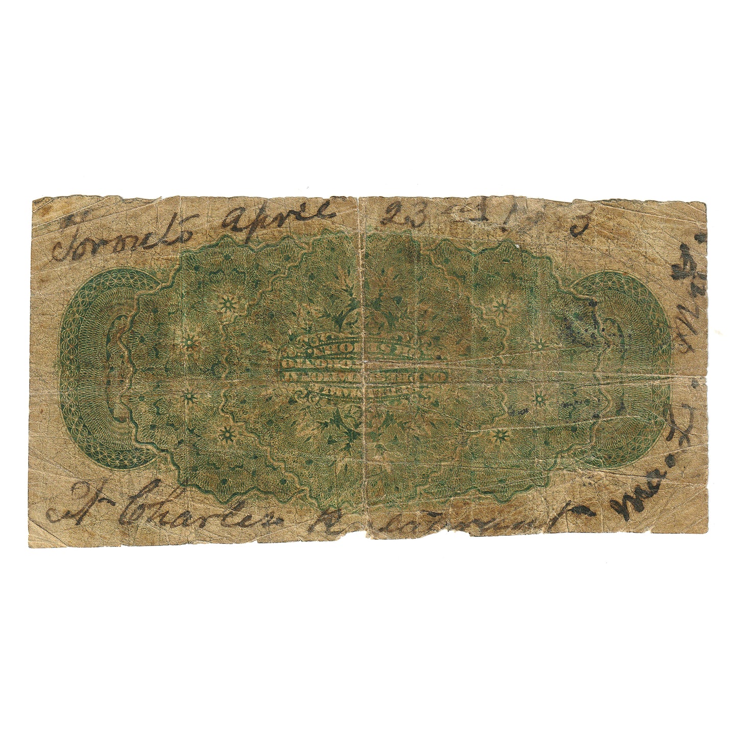 DC-2b-i 1870 Dominion 25-cent Shinplaster, Dickinson-Harington, VG (writing, tears)