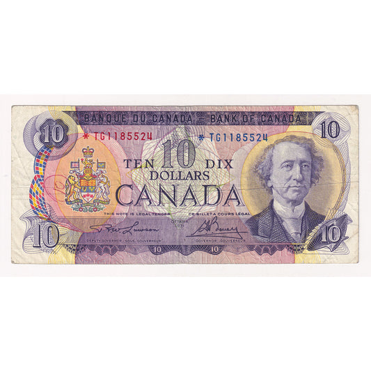 BC-49cA 1971 Canada $10 Lawson-Bouey, *TG, F (writing)