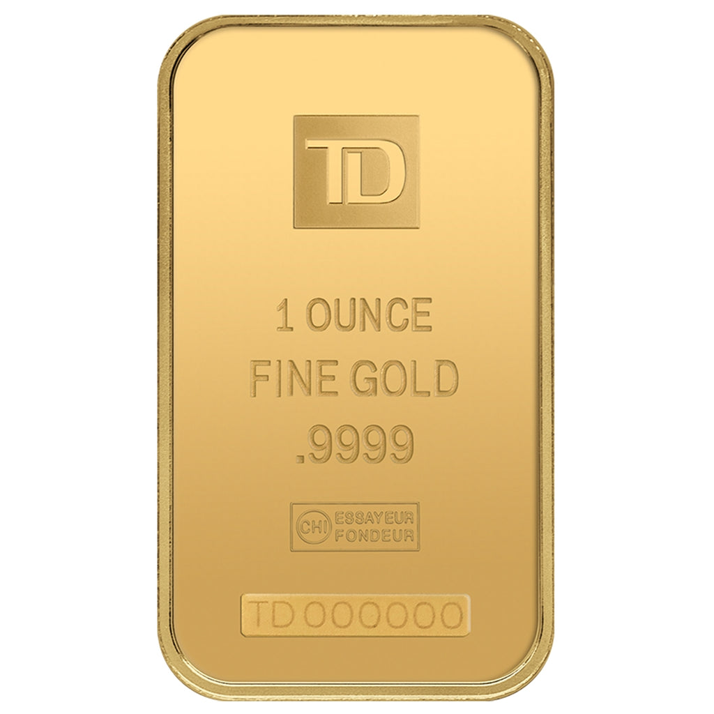 (LPO) TD Bank 1oz. 999 Fine Gold Bar (TAX Exempt). Scr/Scuffed Package - NO CREDIT CARD, PAYPAL