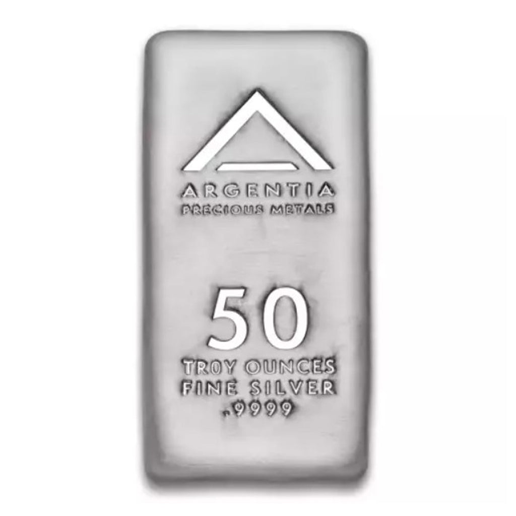 (LPO) Argentia Precious Metals 50oz Fine Silver Bar (No Tax) Light Toning/Scr - NO Credit Card/Paypal