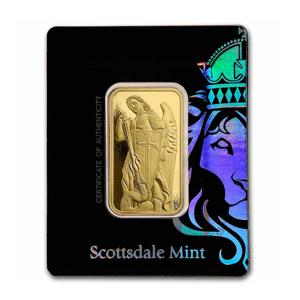 (LPO) Scottsdale Mint Archangel Michael 1oz .9999 Fine Gold Bar (No Tax) NO Credit Card, Paypal