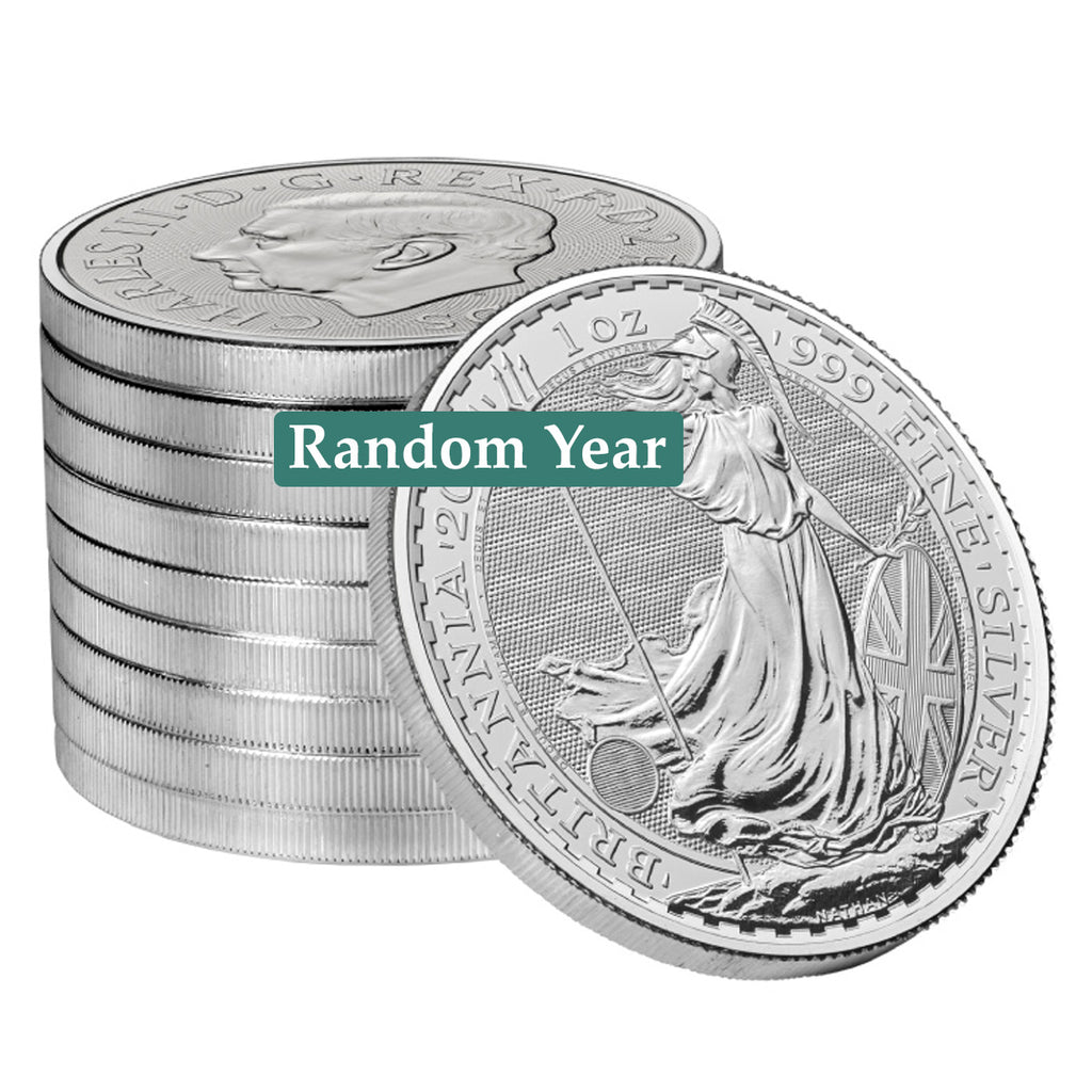 (LPO) Random Year Britannia 1oz .999 Fine Silver Coin (TAX exempt) - NO Credit Card, Paypal.