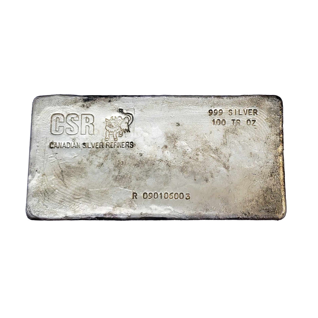 (LPO) Canadian Silver Refiners (CSR) 100oz .999 Silver Bar (TAX Exempt) Toning - No Credit Cards or Paypal