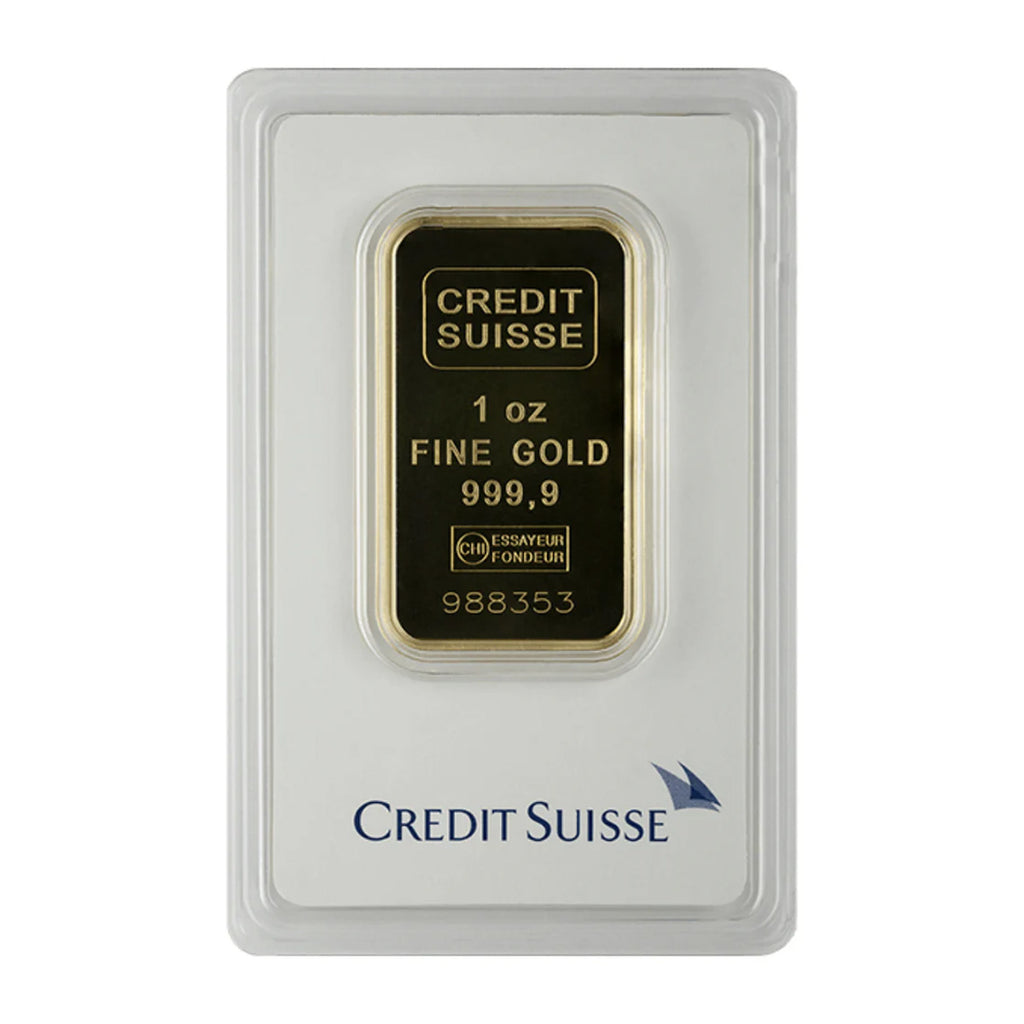 (LPO) Credit Suisse 1oz 9999 Fine Gold Bar (TAX Exempt). Package Scratched - NO Credit Card, Paypal