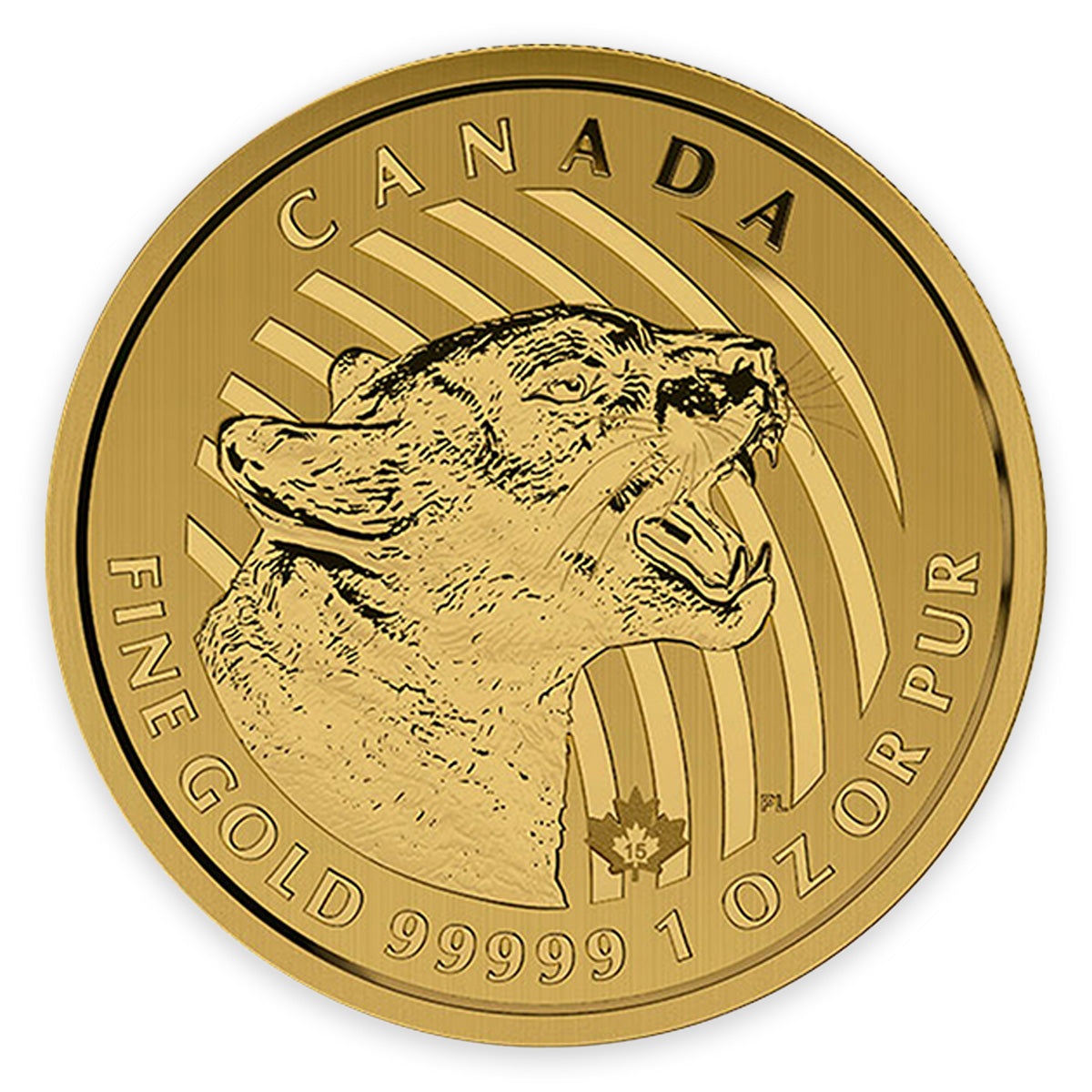 (LPO) 2015 $200 Call of the Wild: Growling Cougar 1oz. .99999 Gold (No Tax) - Scuffed Card