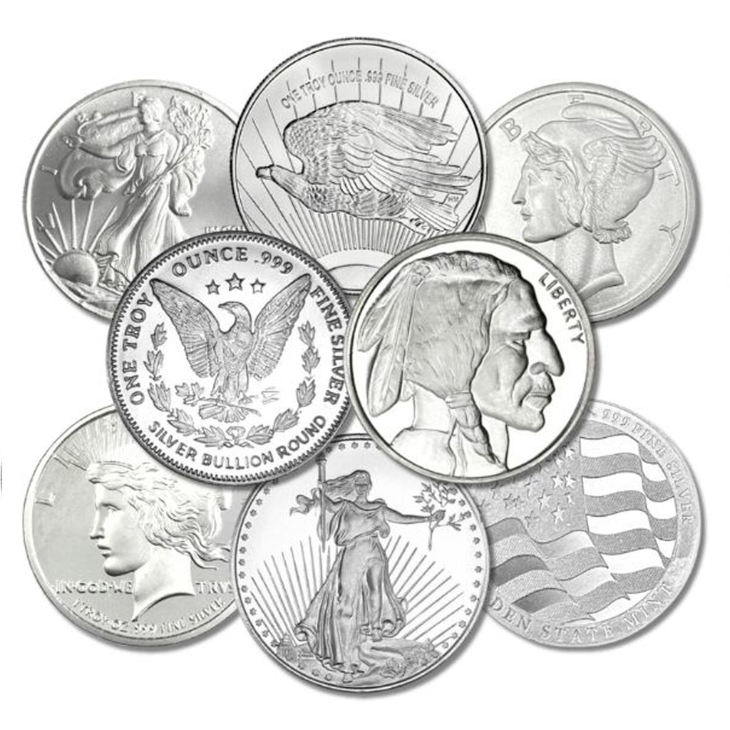 (LPO) MIXED Generic 1oz. Silver Rounds .999 Fine (TAX exempt) Issues - NO Credit Card, Paypal.