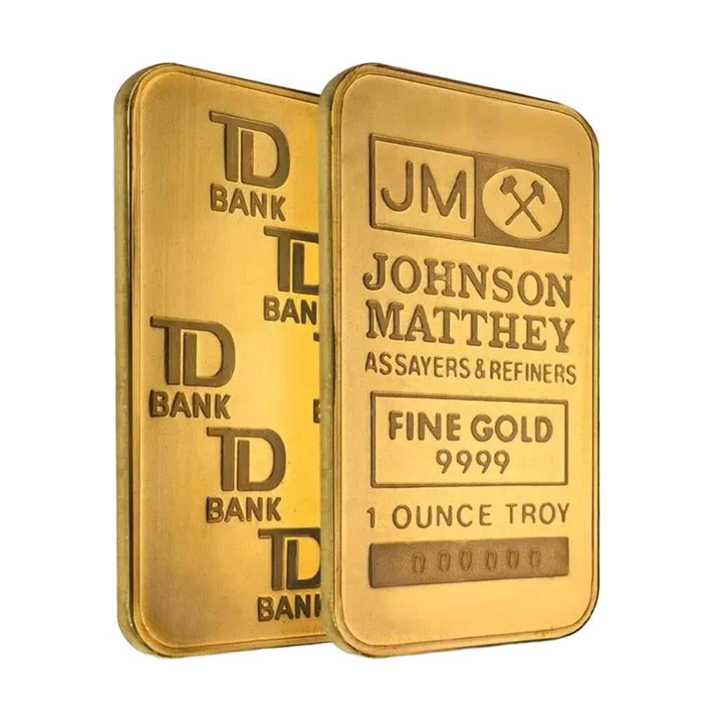 (LPO) JM Johnson Matthey w TD Bank Back 1oz. 9999 Fine Gold Bar (TAX Exempt) NO Credit Card, Paypal