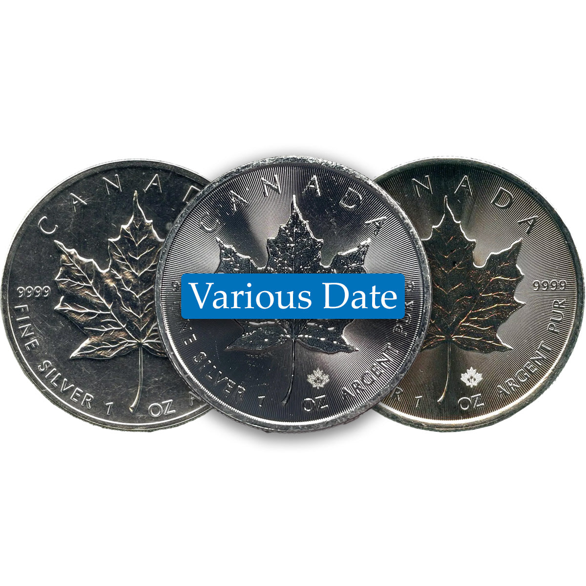 (LPO) Various Date 1oz Silver Maple Leaf (TAX exempt) toned/marked - NO Credit Card, Paypal.