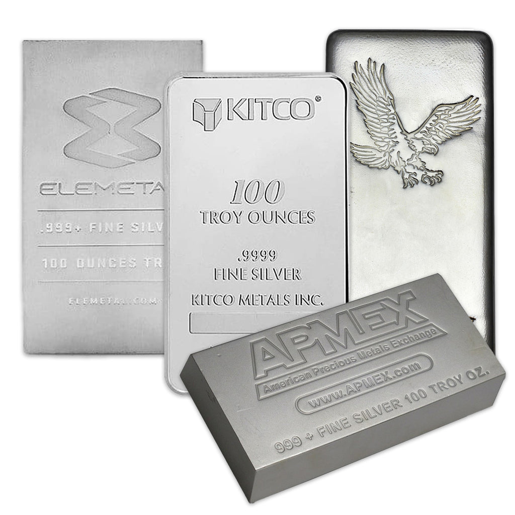(LPO) Assorted 100oz Silver Bar. ISSUED by Various Mints (No Tax) - NO Credit Card/Paypal