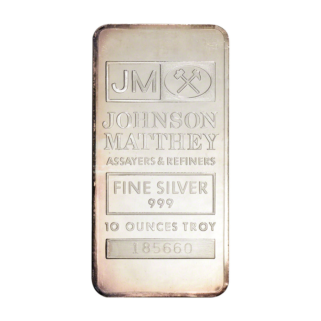 (LPO) JM Johnson Matthey 10oz .999 Fine Silver Bar (No Tax) Toning/Unsealed - NO Credit Card, Paypal.