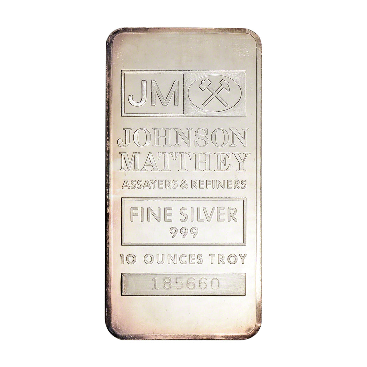 (LPO) JM Johnson Matthey 10oz .999 Fine Silver Bar (No Tax) Toning/Unsealed - NO Credit Card, Paypal.